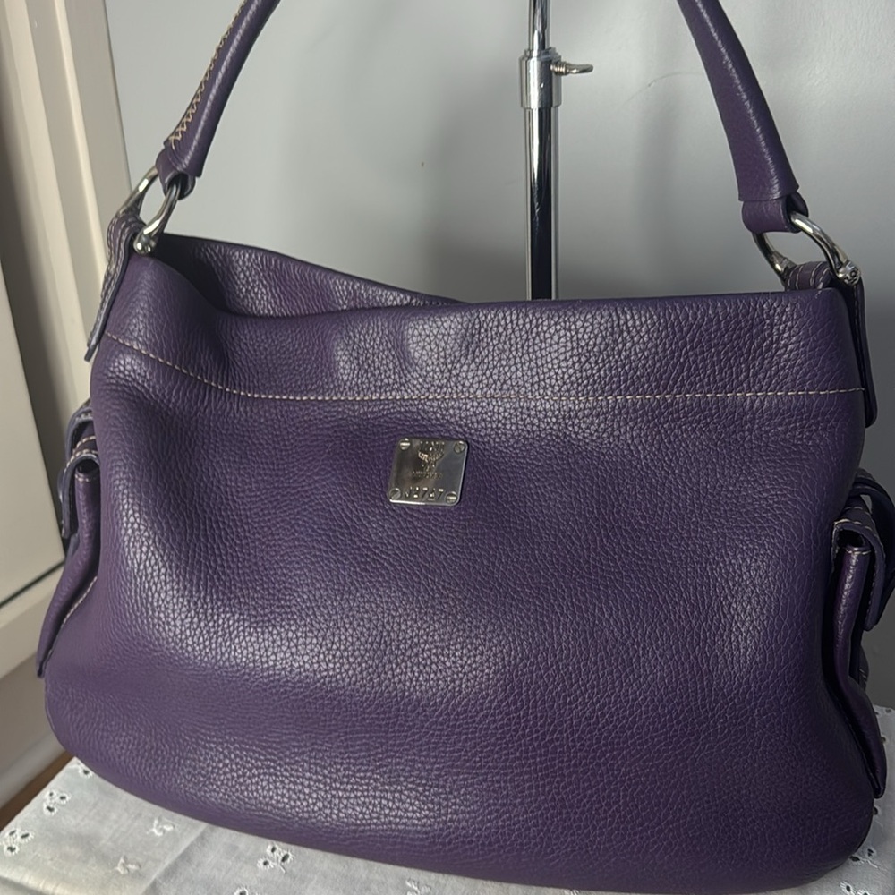 EUC  Purple Leather MCM Hobo bag with Silver Hardware (Stunning )